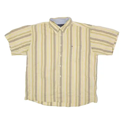 TOMMY HILFIGER Mens Shirt Yellow 90s Striped L