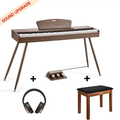 Donner DDP-80 Wooden Digital Piano - Walnut Sound Upgrade / Piano+Bench+Headphones