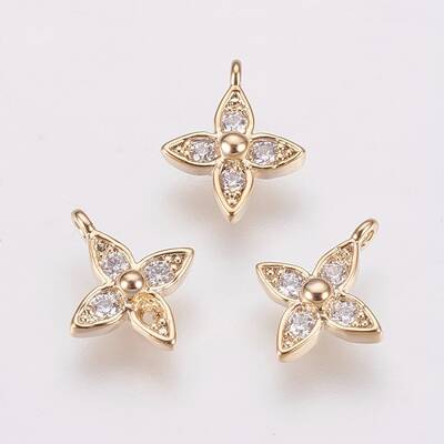 Brass Micro Pave Cubic Zirconia Charms