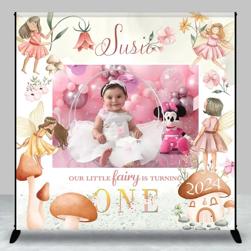 Custom Boho Elf Flower Photo 1st Birthday Backdrop - Aperturee