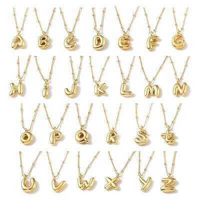 Initial Letter Brass Pendant Necklaces