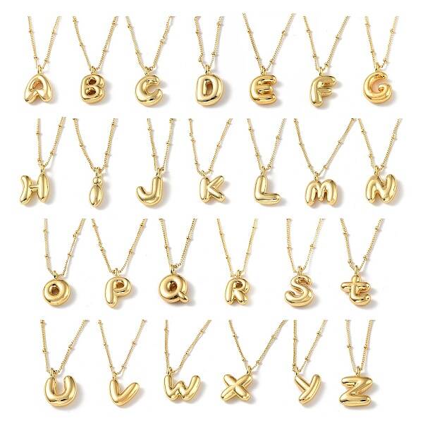 Initial Letter Brass Pendant Necklaces