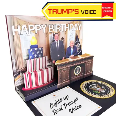 Funny Dad Birthday Card Donald & Elon Pop Up Birthday Card with Light & Sound for Men - Funny Dad Card in Trump's Real Voice