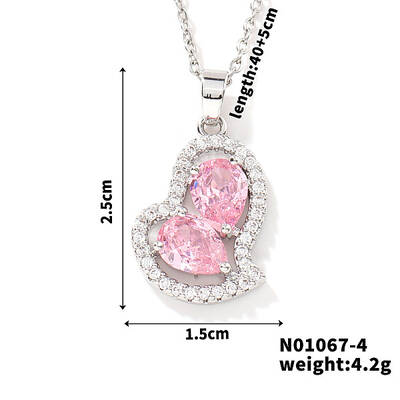 Elegant and Unique Style Brass & Glass Lock Collar Heart Pendant Necklaces for Women