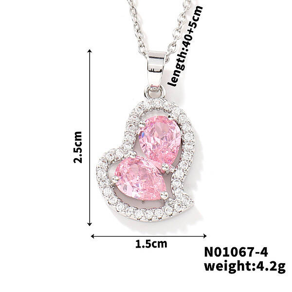 Elegant and Unique Style Brass & Glass Lock Collar Heart Pendant Necklaces for Women