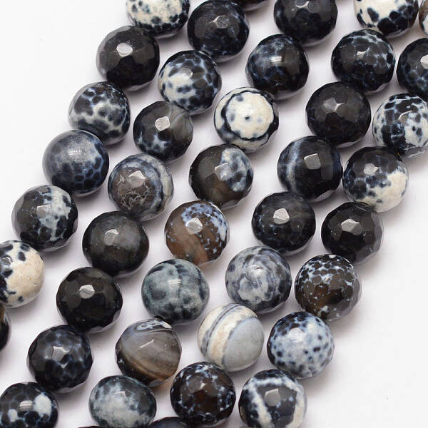 Natural Fire Crackle Agate Bead Strands