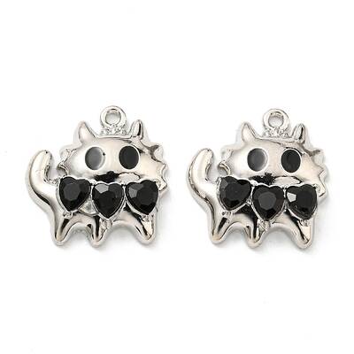 Rack Plating Alloy Enamel with Rhinestone Pendants