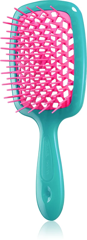 Janeke Superbrush Small small flat brush 17.5 x 7 x 3 cm aqua green and fuchsia