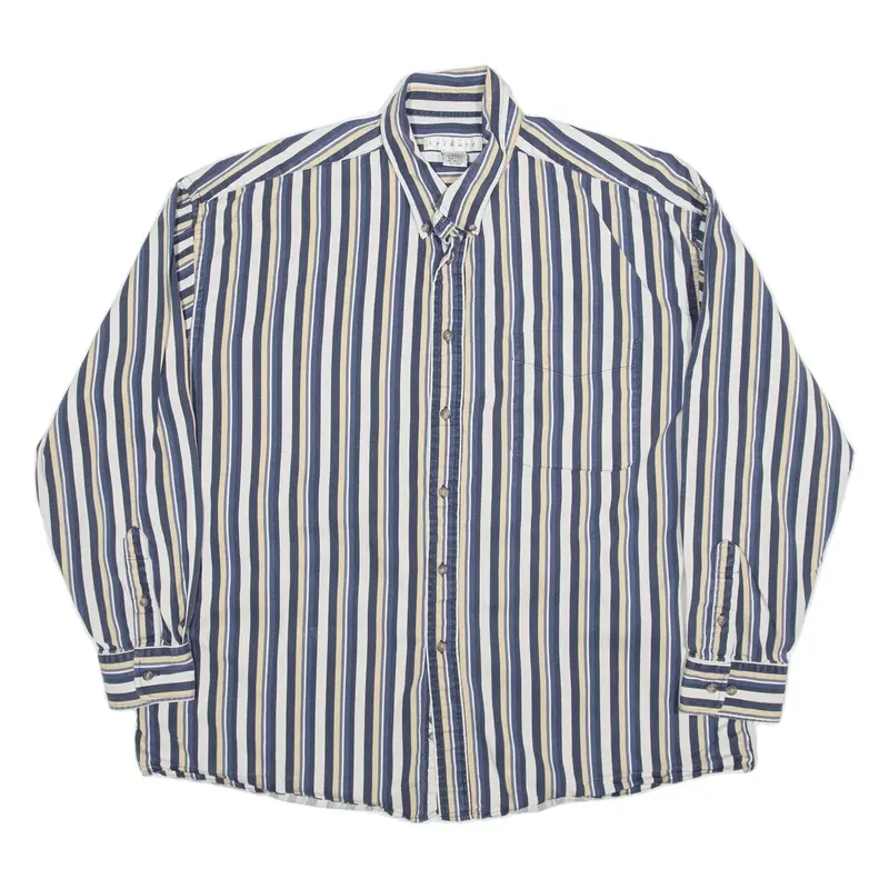 TRIBUTE Shirt Blue Striped Long Sleeve Mens XL