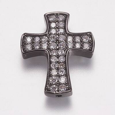 Brass Micro Pave Cubic Zirconia Beads