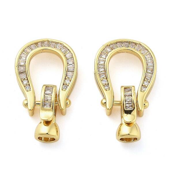 Brass with Clear Cubic Zirconia Fold Over Clasps