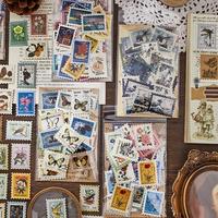 Random Vintage Stamp Sticker, 40pcs DIY Decorative Sticker, Retro Handbook Material Paper For Scrapbooking & Journal Making, ...