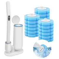 Disposable Toilet Brush with 18PCS Cleaner Refills, Bathroom Bowl Wand Holder Set for Sink Bathtub Wash Basin Mop Pool spring...