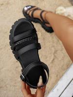 Women's Fashionable Plain Color Platform Slingback Sandals, Casual Comfortable Platform Sandals for Summer, Female All-match ...