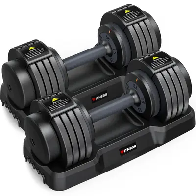 Bearbro 5-25LB / 15-55LB Adjustable Dumbbell for Home Gym Equipment, 5 in 1 Quickly Adjustable Weights Plates and Rack, Hand ...