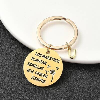 201 Stainless Steel & Brass Letter Keychain