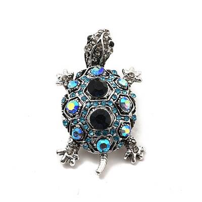 Crystal AB Rhinestone Tortoise Brooch Pin