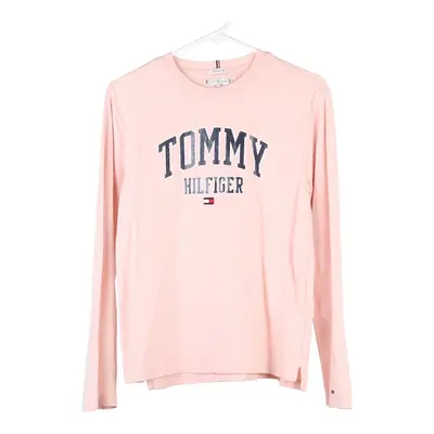 Tommy Hilfiger Spellout Long Sleeve T-Shirt - Small Pink Cotton