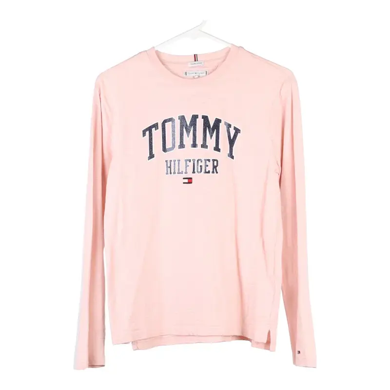 Tommy Hilfiger Spellout Long Sleeve T-Shirt - Small Pink Cotton