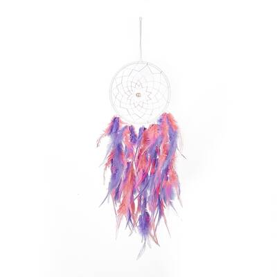 Iron Woven Web/Net with Feather Pendant Decorations