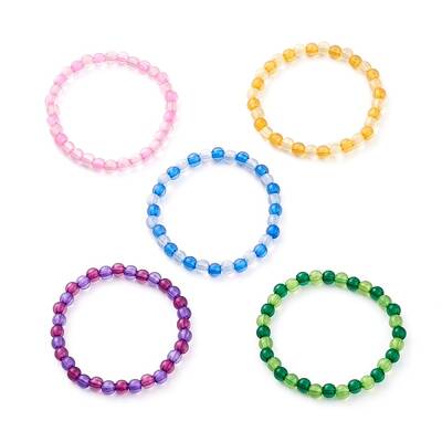 Transparent Acrylic Round Beads Stretch Bracelets for Kids