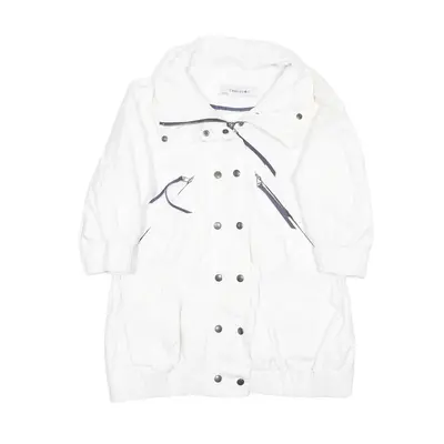 ZARA Short Balloon Sleeve Overcoat Jacket White Womens S