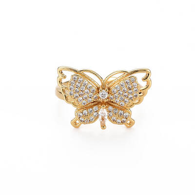 Clear Cubic Zirconia Butterfly Cuff Ring