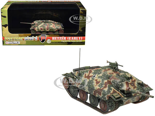 Hetzer (Early) Tank Destroyer StuG.Abt 1708, France (1944) German Army 1/72 Diecast Model by Panzerstahl