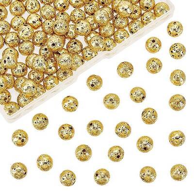 Electroplated Natural Lava Rock Beads Strands