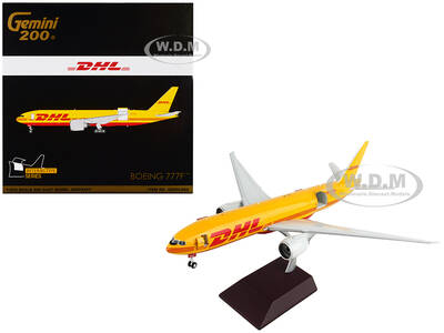 Boeing 777F Commercial Aircraft DHL Yellow Gemini 200 - Interactive Series 1/200 Diecast Model Airplane by GeminiJets
