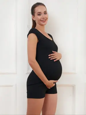 Maternity Solid Scoop Neck Skinny Romper, Casual Comfy Cap Sleeve Maternity Romper for Summer, Maternity Pregnant Clothes for...