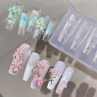 3D Flower & Butterfly Design Silicone Nail Art Mold, 1 Box Diy Nail Art Decoration Mold, Nail Art Tool for Women & Girls, Han...