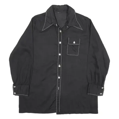 Plain Shirt Black Long Sleeve Womens L