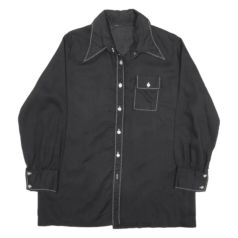 Plain Shirt Black Long Sleeve Womens L