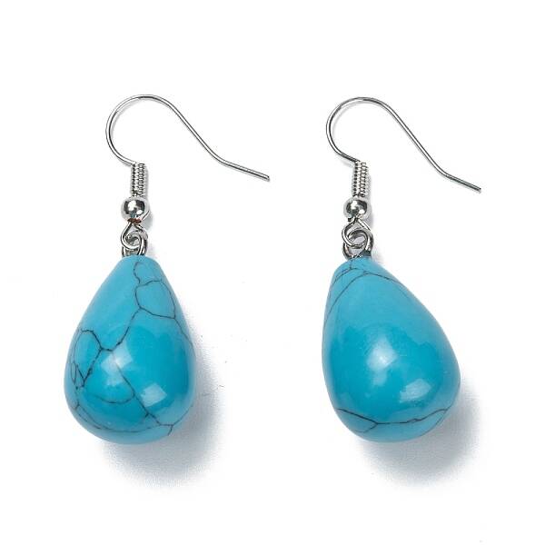 Synthetic Turquoise Dangle Earrings