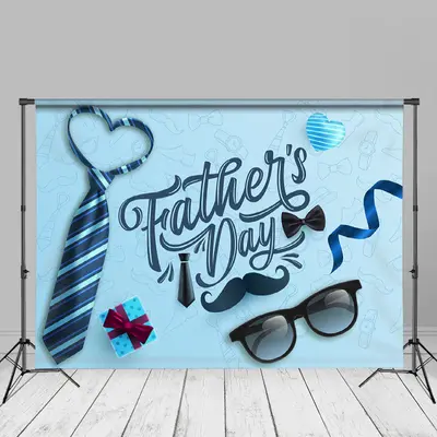 Blue Tie Glasses Fathers Day Photography Backdrop - Aperturee