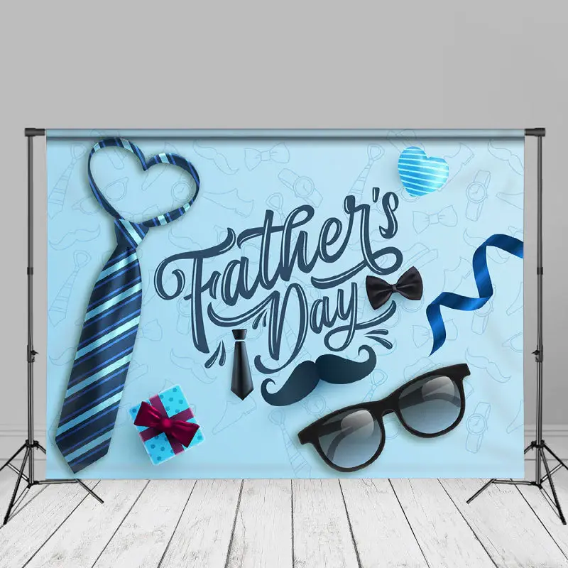 Blue Tie Glasses Fathers Day Photography Backdrop - Aperturee