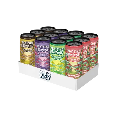 Mushroom D-Stress Drink – 12 Pack Variety, Flavored Water for Calm & Relaxation Fruit Natural