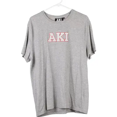 Aki Spellout T-Shirt - XL Grey Cotton