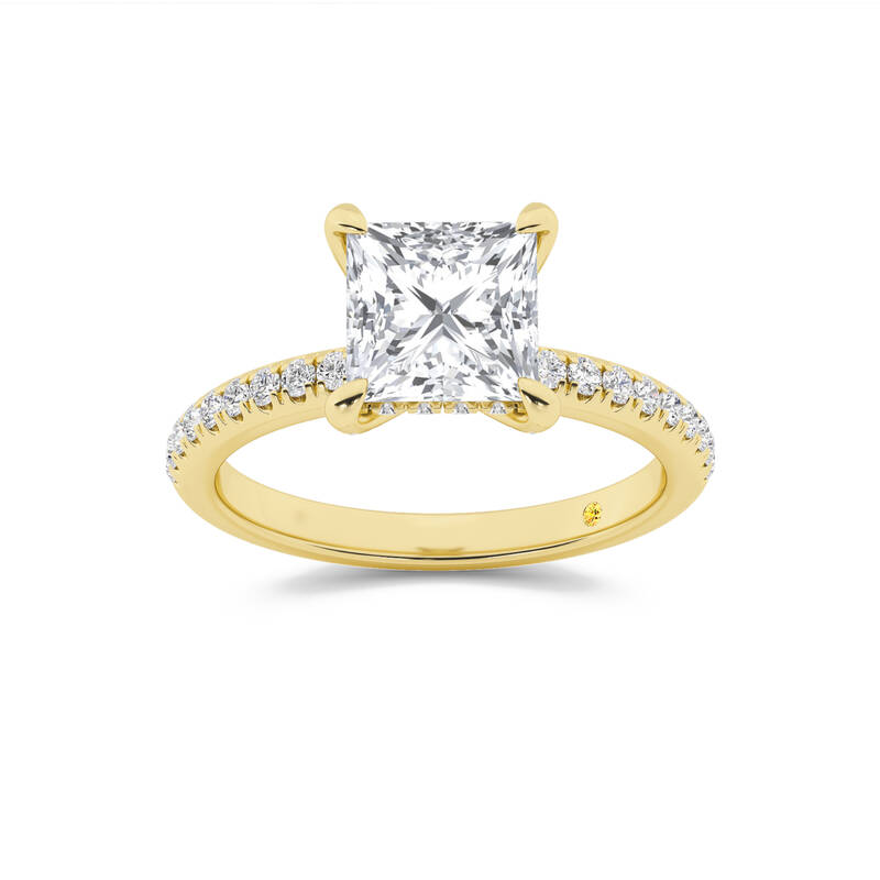 Aurelia Half Coverage Hidden Halo Princess Cut Lab Grown Diamond Engagement Ring | 14K Yellow Gold 2 7/8 CT. TW.