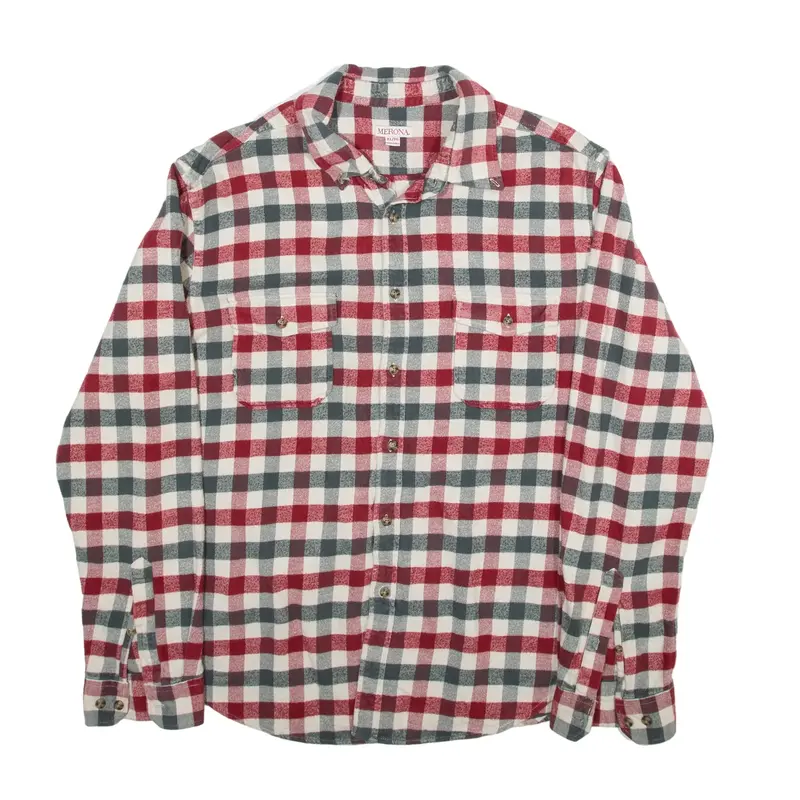 MERONA Flannel Shirt Red Check Long Sleeve Mens XL