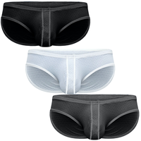 Real Men Ares-Ascent Low-Rise Pouch Bikini Brief, A B C or D Pouch 3 Pack- Black White Grey Nylon Jersey Menswear Nylon Spand...