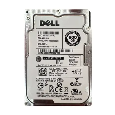 04J5P1 Dell 600GB 6Gb/s SAS 15000 2.5-inch 64MB Hard Drive
