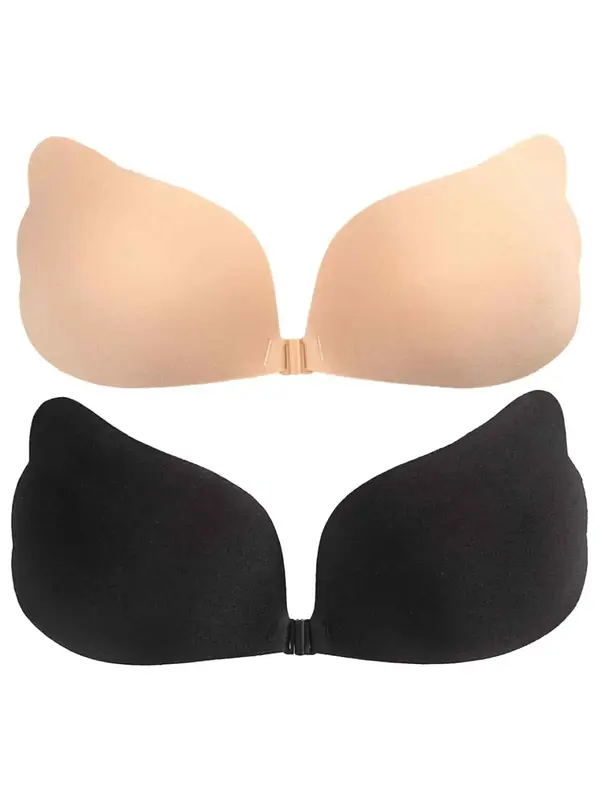 Women's Solid Color Invisible Stick-On Silicone Adhesive Bra, Strapless Self-Adhesive Nipple Covers Bralette, Back To School ...