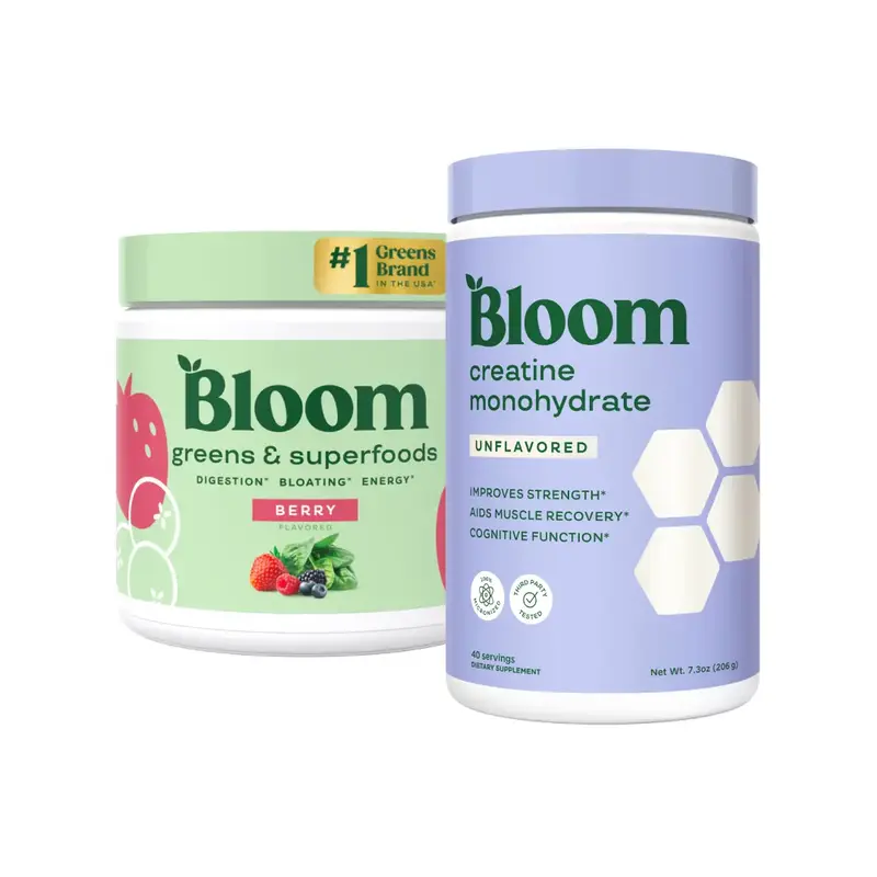 Bloom Nutrition Greens & Superfoods Powder (30 Servings)  + Bloom Nutrition Creatine Monohydrate Powder (40 Servings)