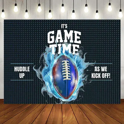 Aperturee Black Blue Rugby Game Time Sport Birthday Backdrop - Aperturee
