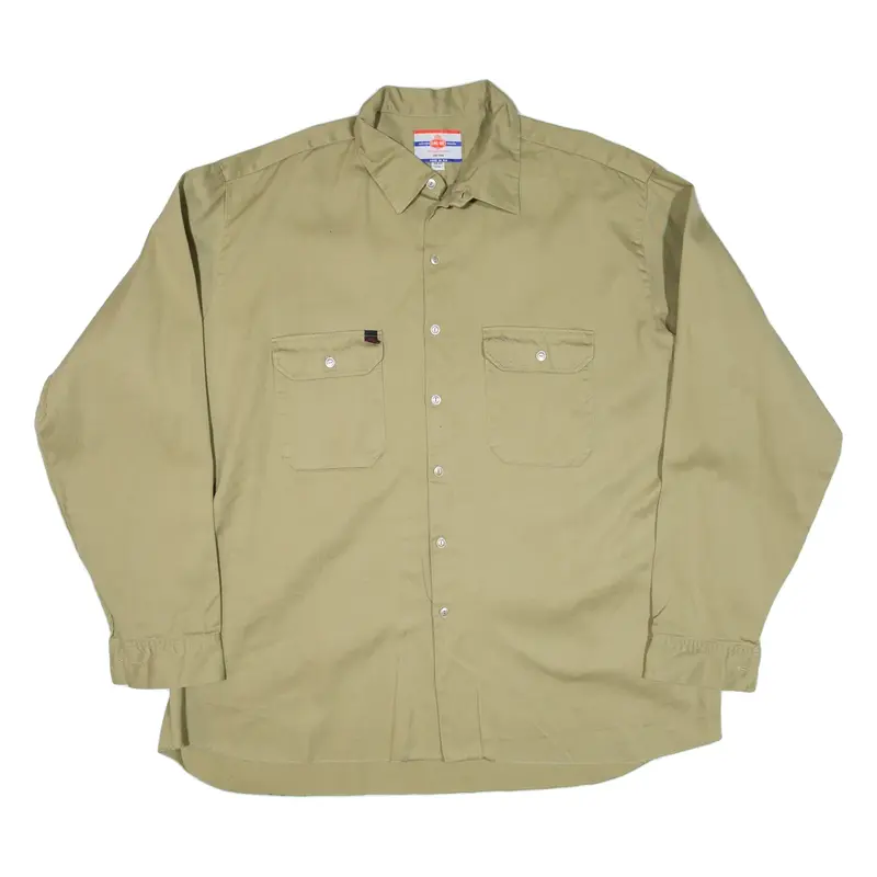 Mens Denim Shirt Green Long Sleeve 2XL