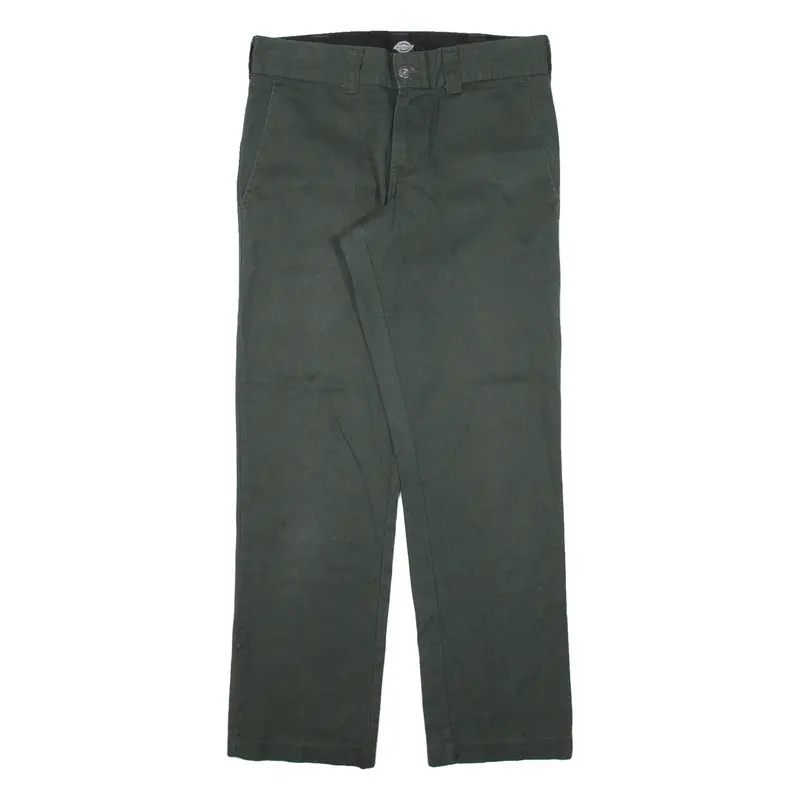 DICKIES Workwear Mens Trousers Green Slim Straight W30 L28