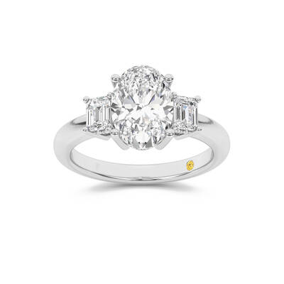 Seraphina Three Stone Hidden Halo Oval Lab Grown Diamond Engagement Ring | White Gold 1 1/2 - 4 1/2 CT. TW.