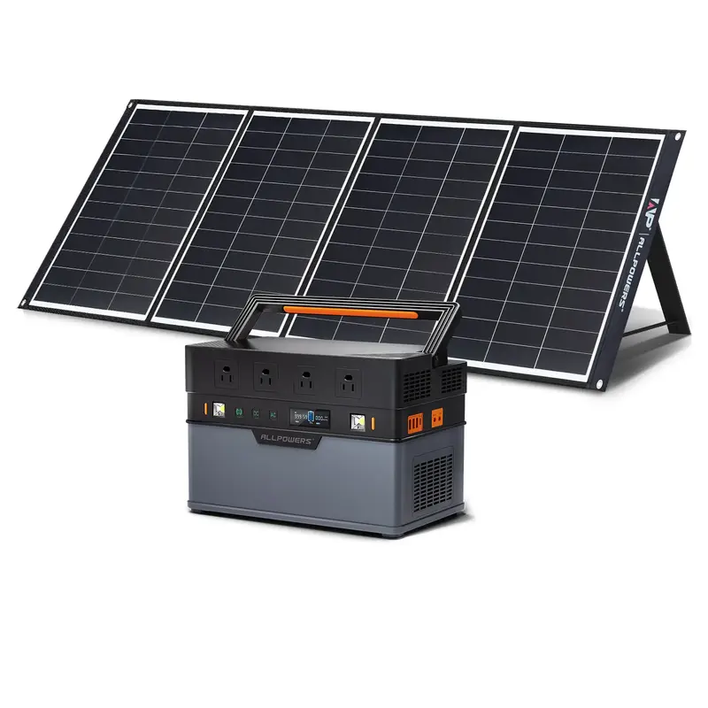 Solar Generator Kit 1500W Portable Power Station 200W Solar Panel